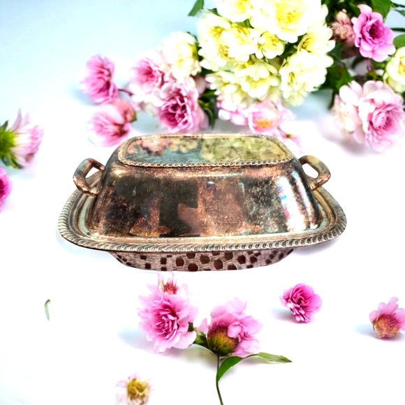 Butter dish, FIESTA ONEIDA silver, with lid and handle.  Antique, rare.  Observa - Picture 3 of 17